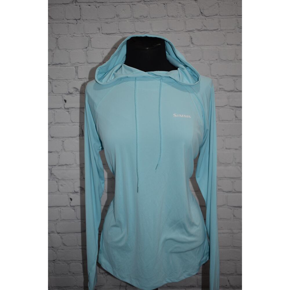Simms Performance Fishing Hoodie Sun Shirt Womens Size Large SolarFlex UPF 50 - Picture 2 of 6